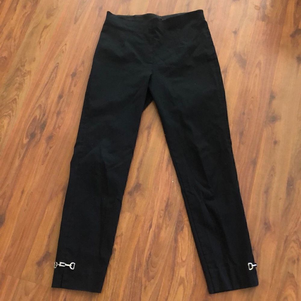 Equestrian black, snaffle bit detail, Horsebit pants, size small